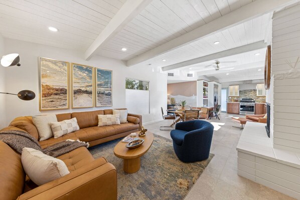 Living Room into Dining Area into Kitchen