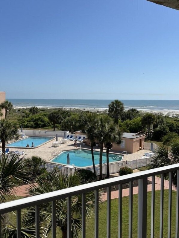 View from Balcony of Pool and Beach