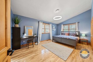 Modern master bedroom with stylish bedding for a restful retreat