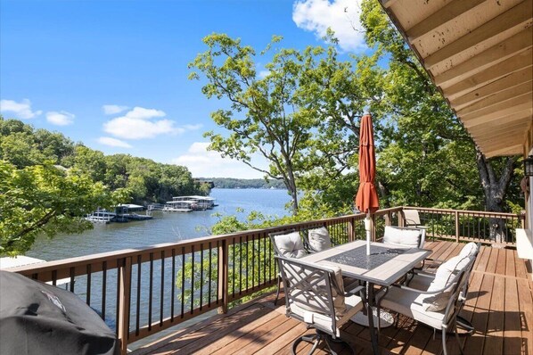 Enjoy your morning coffee or evening meals with breathtaking views of the lake.