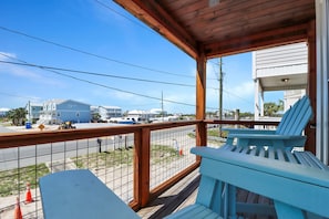 Deck has View of Beach and Canal