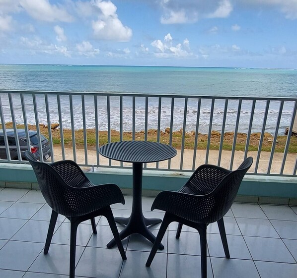 Balcony looking toward ocean.  Beautiful view.