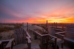 Oceanfront Deck and Private Beach Access at Sunrise