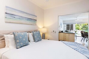 The bedroom has bifold doors to ensure privacy and quiet when desired.
