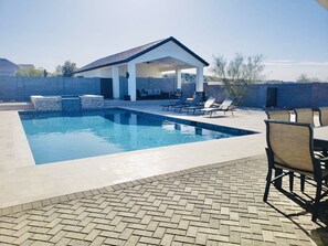 Swim, hot tub, play corn hole, ladder ball, giant connect four