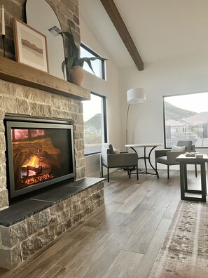 Cozy fireplace and corner nook