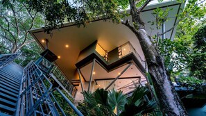 Ride the incline elevator or take the stairs to arrive at Casa Elevada