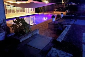 Night-time pool view