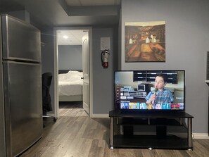 Living area with 43inch smart tv