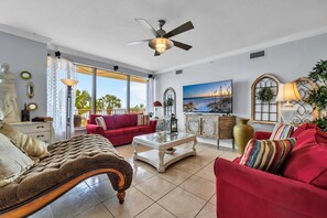 Living room with flat screen