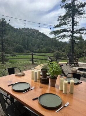Outdoor dining table set up