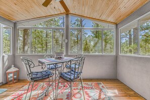 Sunroom | Dining Area | Peaceful Wooded Property