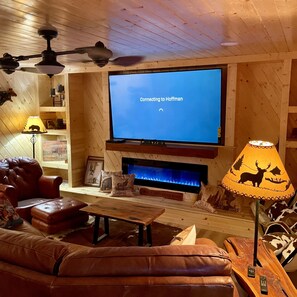 Electric fireplace, changes colors and flame styles