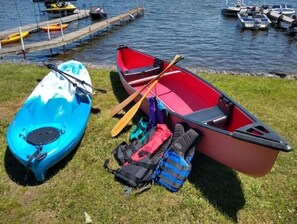 Two person canoe and kayak.  Paddles and life jackets included.