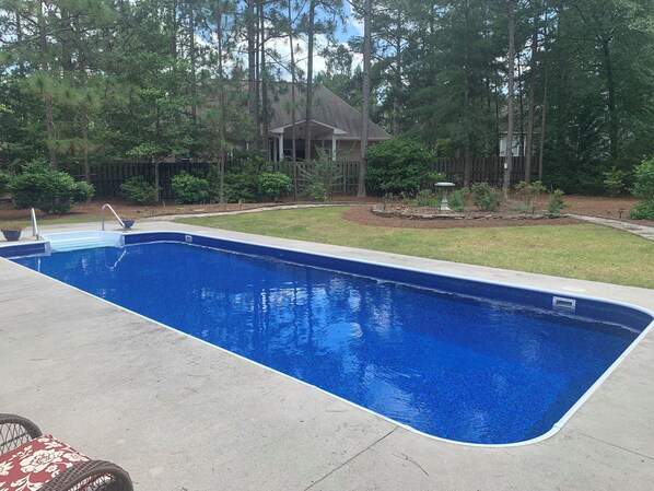 Fully fenced and landscaped back yard with Private Pool!!!