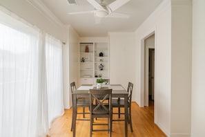 A cozy breakfast nook nestled in the corner to enjoy your morning coffee.
