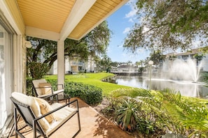 Relax at the end of the day overlooking our picturesque pond