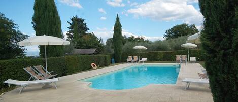 The pool is shared with two other apartments, Pinolo and Noce