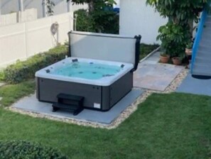 8 person hot tub available for guests from 9am - 9pm. Maintained by spa company