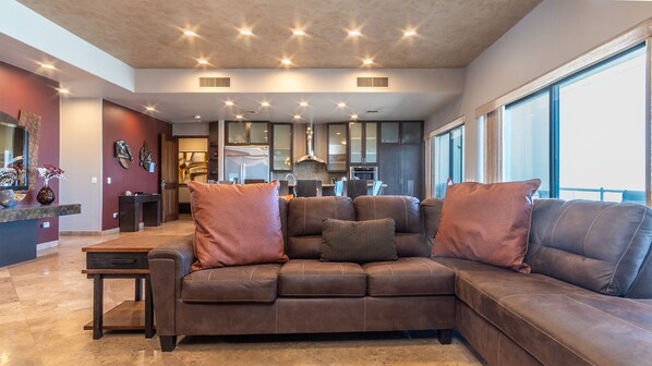 Luxurious wrap around sofa in the living room