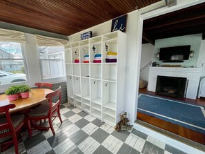 Entry/enclosed porch - card table and cubbies