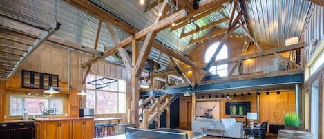 The Recreation Barn, complete with 2 TV's, ping pong and shuffleboard table, kitchenette, loads of board games and plenty of seating.