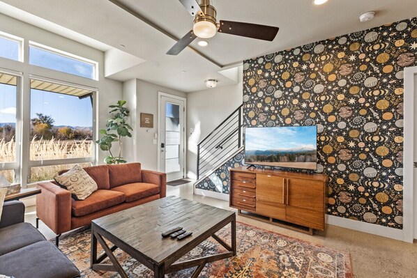 Bright and cosmic living room