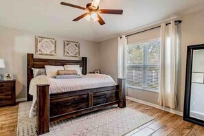 Master bedroom- king bed with walk in closet and master bathroom