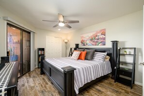 Adjustable king sized bed.