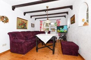 Wohnzimmer mit integriertem Küchenbereich