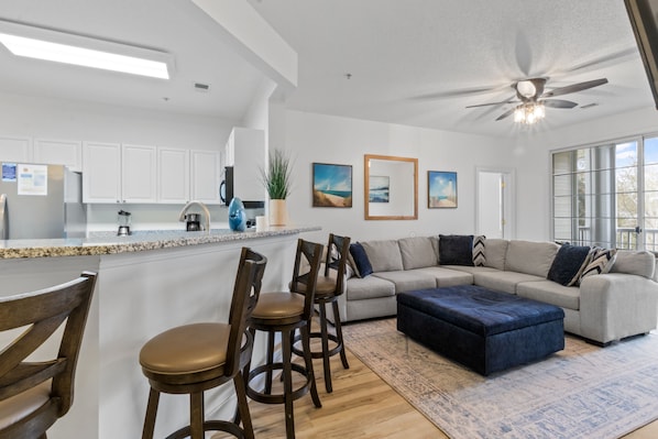 Bar Sitting Area and Living Room