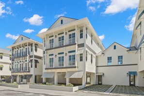 Exterior Street View of Pearl House + Parking Area