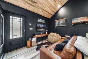 55' TV and Cozy Couch and Beanbag Chair