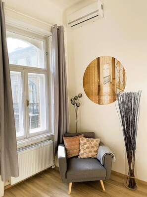 Spacious armchair in living room