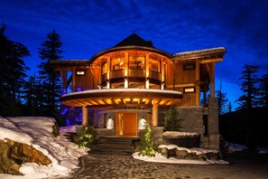 Front view of the home at night