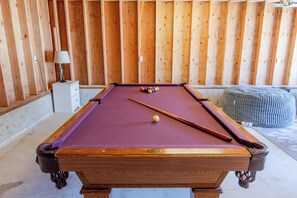 Pool table in game room