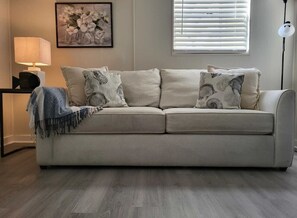 A cozy spot to kick back with a good book or stream your favorite show after a day outdoors.