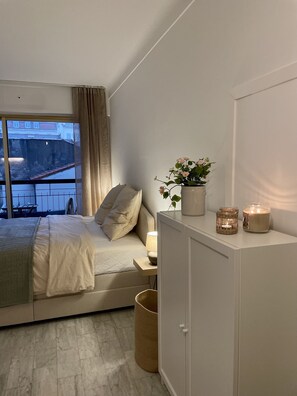 Bed and balcony