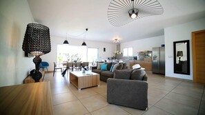 Living area. Living room and kitchen
