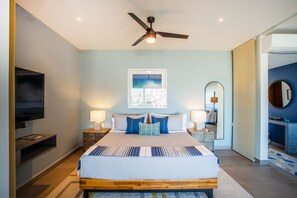 Comfortable king size bed in the bedroom