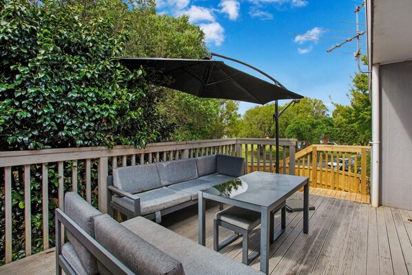 Enjoy basking in the sun on the deck.