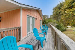 Deck | Shared Gas Grill | Walk to Beach