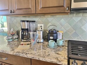 Kitchen ready for morning rituals
