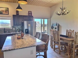 Dining space and kitchen