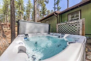 Soothe your senses in our blissful hot tub oasis. Relax, rejuvenate, repeat. Your perfect retreat awaits!