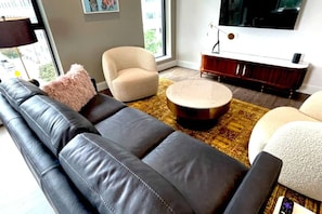 Living room with leather sofa