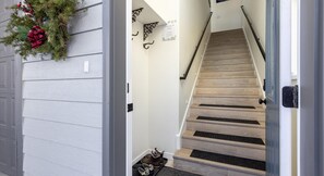 Stairs from front door to residence
