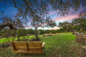 Enjoy the peaceful landscape from the tree swing