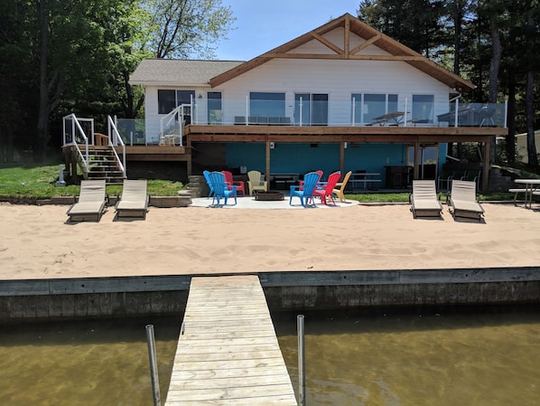 Private Beach directly in front of The Driftwood with a fire pit and large deck.