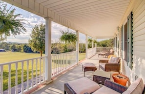 Enjoy comfortable seating on the Lovely Porch. 